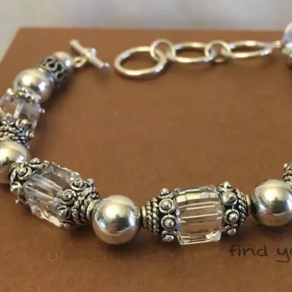 Silpada Sterling Silver Swarovski Crystal Bead Bracelet Toggle Clasp B1147 - Picture 10 of 15